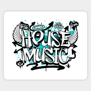 HOUSE MUSIC  - Graffiti Steez (Blue/Black) Magnet